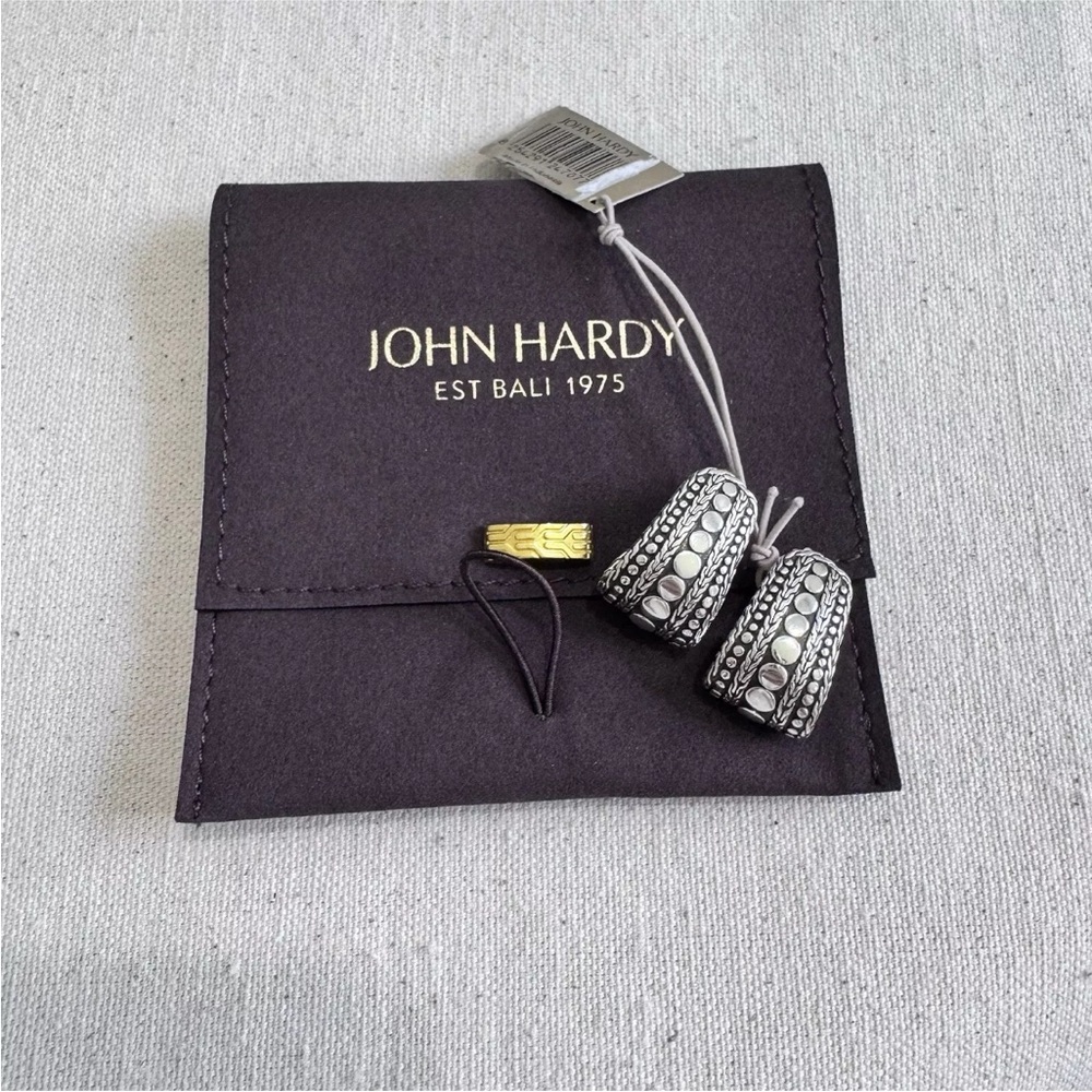 John Hardy Sterling Silver Chain Dot J- Hoop Medium Earrings